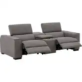 Picasso Power Motion Console Loveseat in Truffle Top Grain Leather